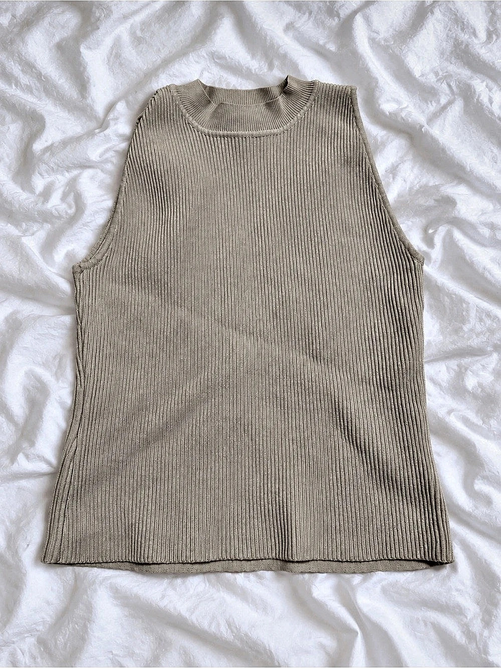 Rachel Zoe Ribbed Sleeveless Top in Beige Size Medium